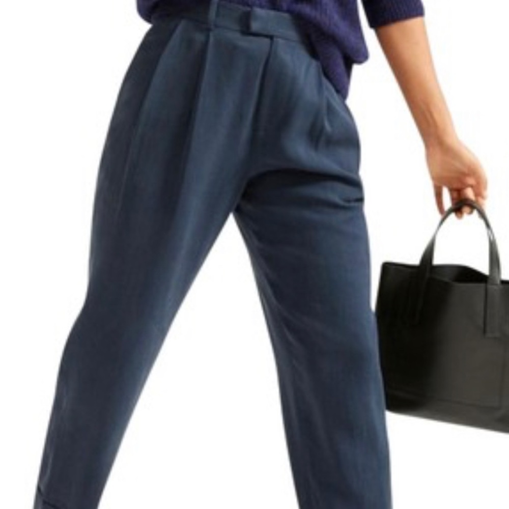 Everlane perfect pleat navy pants